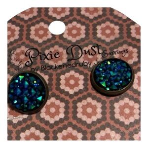 Vintage Pixie Dust by Blackenedruby Blue green crystal Earrings handmade